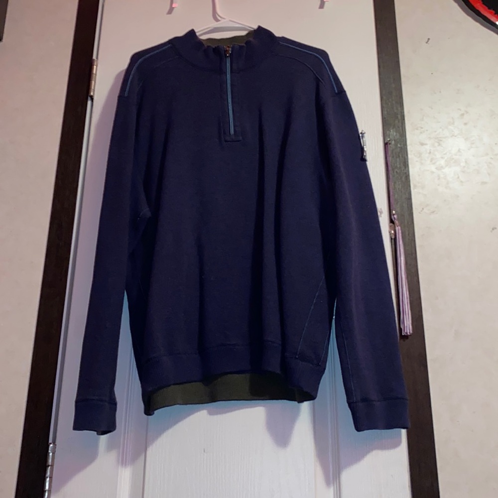 blue tommy bahama turtle neck zipup